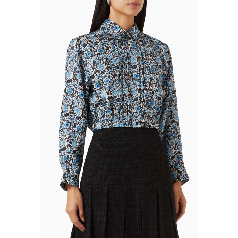 Sandro - Floral Cropped Shirt in Silk
