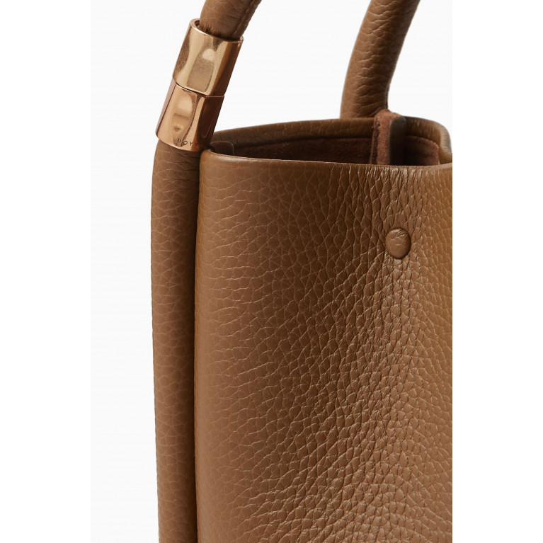 BOYY - Mini Lotus 12 Top-handle Bag in Pebbled Leather Brown