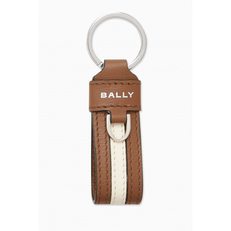 Bally - Logo Stripe Key Ring in Leather