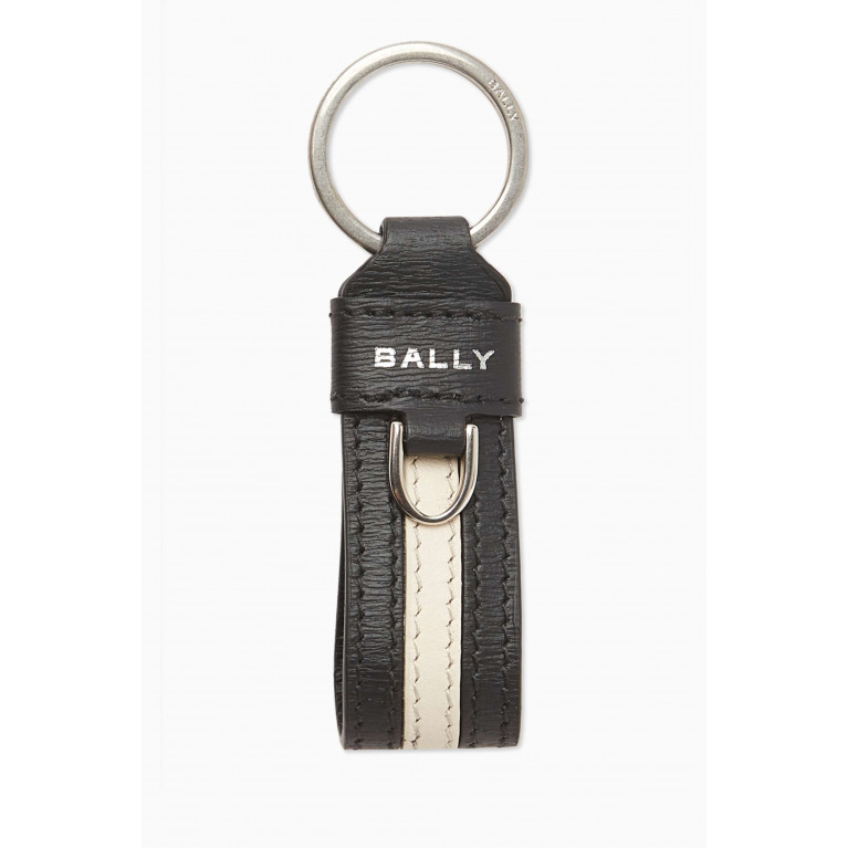 Bally - Logo Stripe Key Ring in Leather
