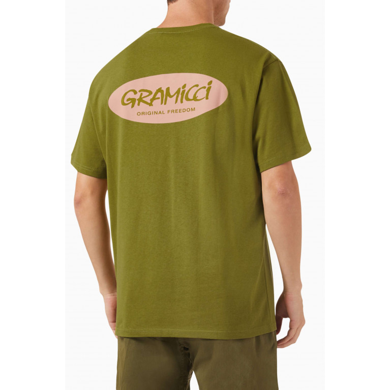 Gramicci - Original Freedom Logo T-shirt in Organic Cotton-jersey Green