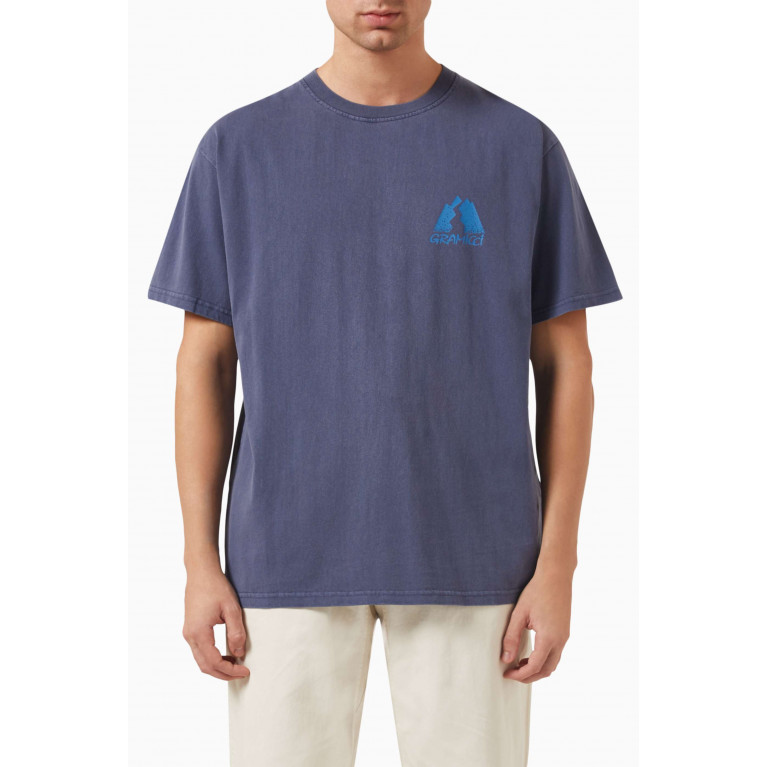 Gramicci - Logo Summit T-shirt in Organic Cotton-jersey Blue