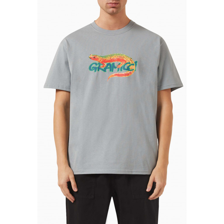 Gramicci - Salamander Logo T-shirt in Organic Cotton-jersey Grey