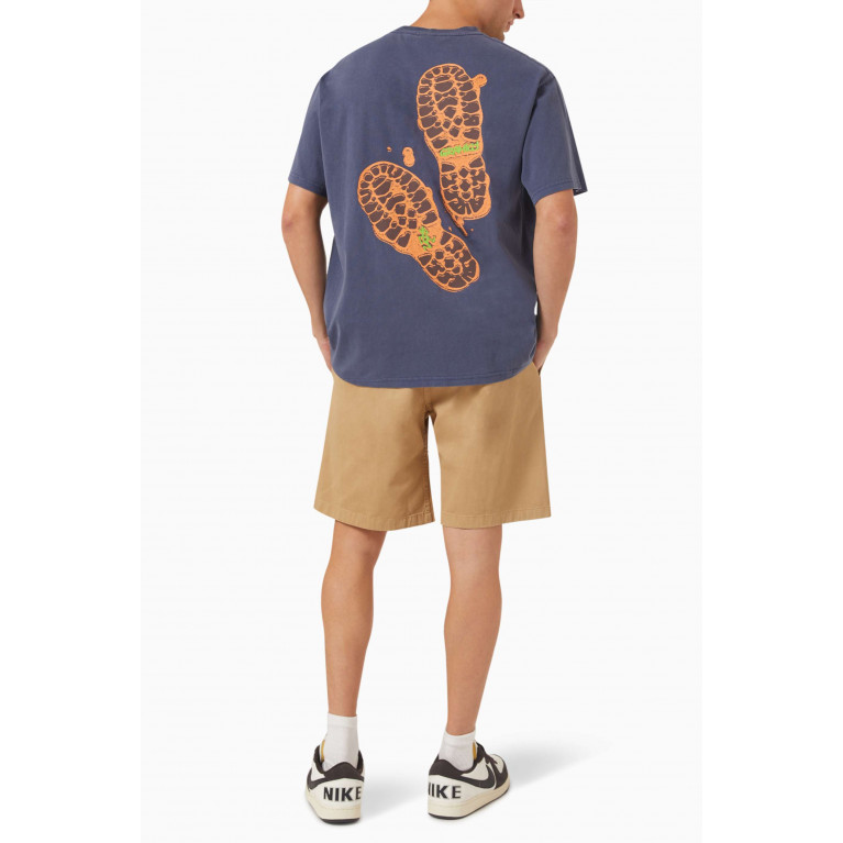 Gramicci - Footprints T-shirt in Organic Cotton-jersey Blue
