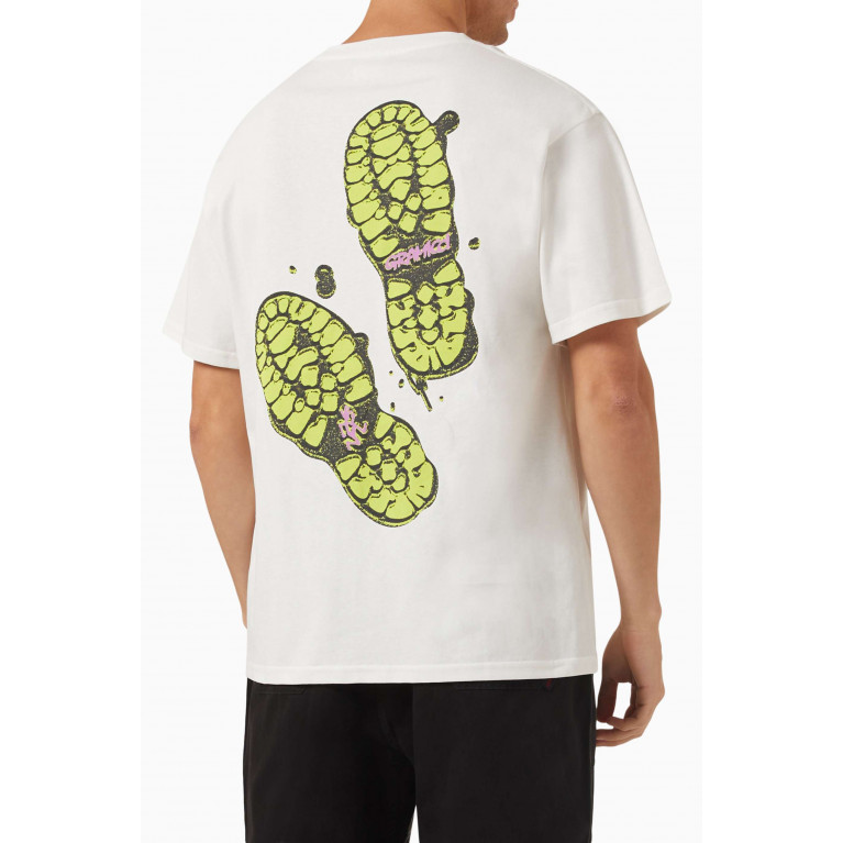 Gramicci - Footprints T-shirt in Organic Cotton-jersey White