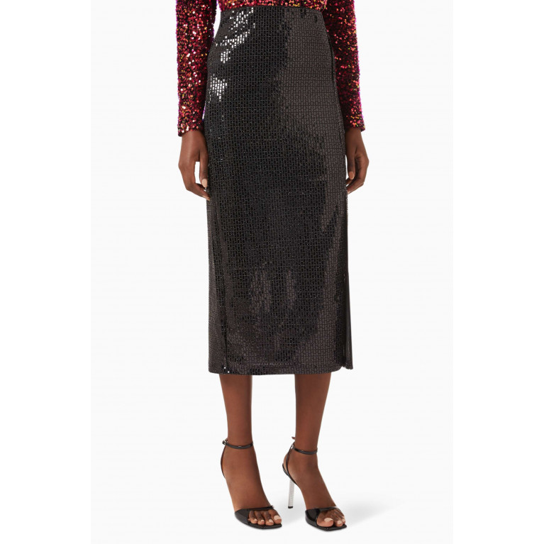 Y.A.S - Yasdarkness Sequinned Midi Skirt