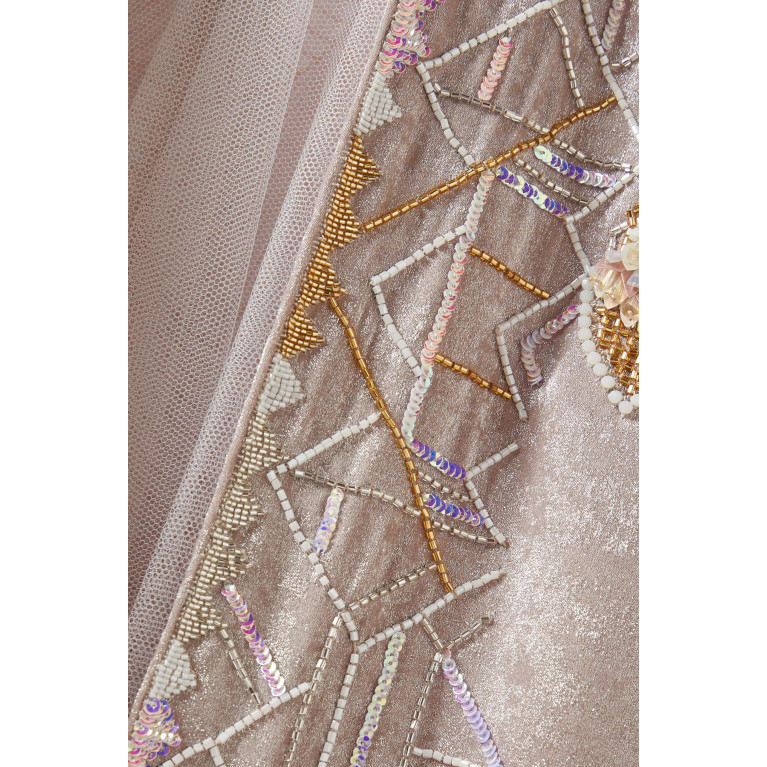 Designer’s Empire - Embellished Kaftan Set in Metallic Crepe & Tulle