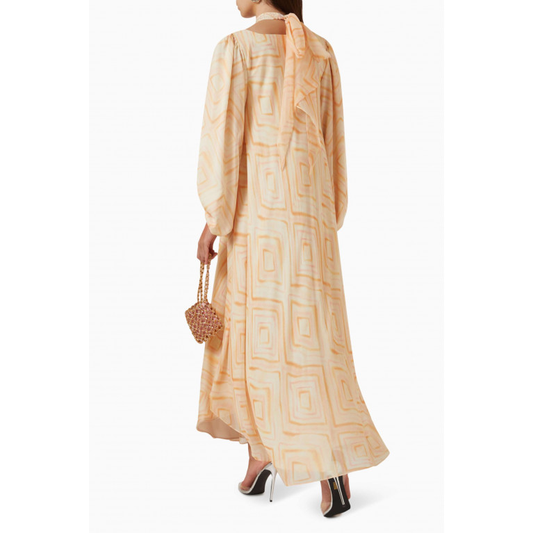 Designer’s Empire - Embellished Geometric-print Maxi Dress in Chiffon