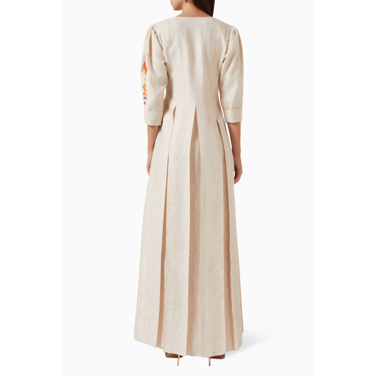 Designer’s Empire - Embroidered Maxi Dress in Linen