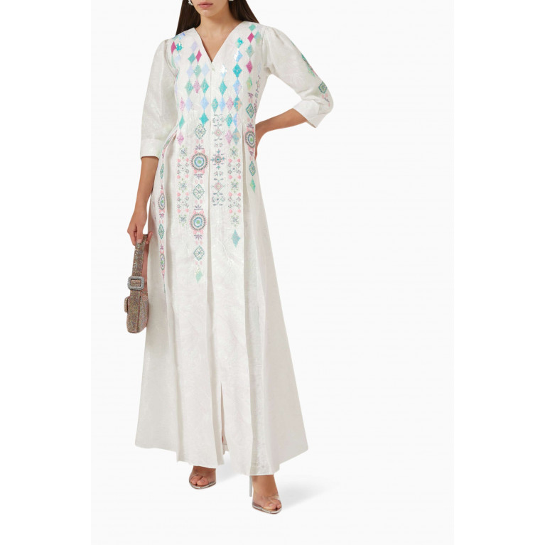 Designer’s Empire - Embroidered Maxi Dress in Linen