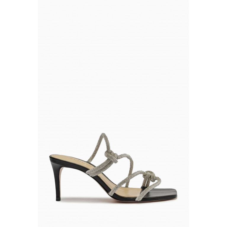 Schutz - Knot 80 Crystal Mule Sandals in Leather