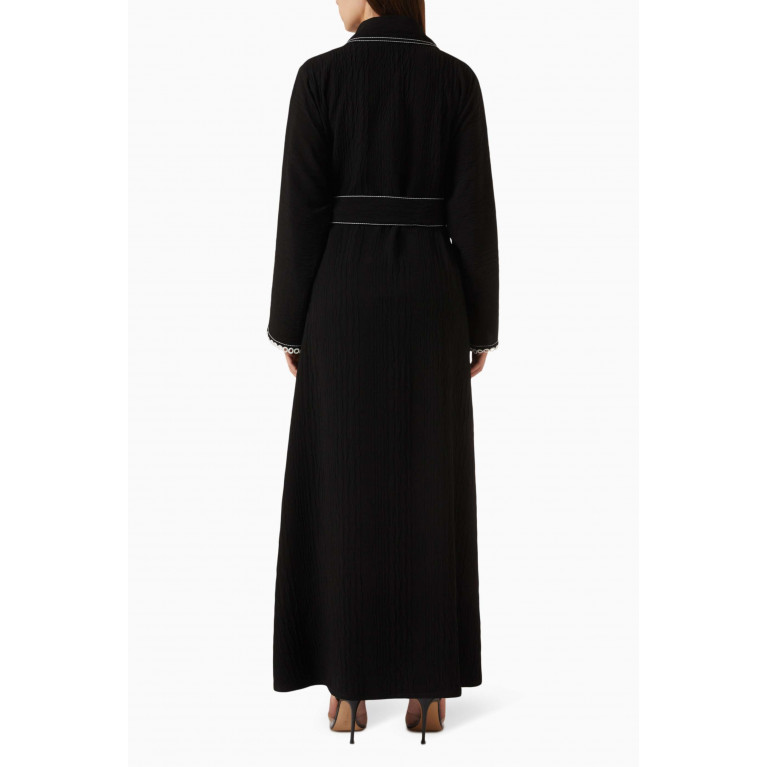 SH Collection - Contrast-stitch Embroidered Abaya