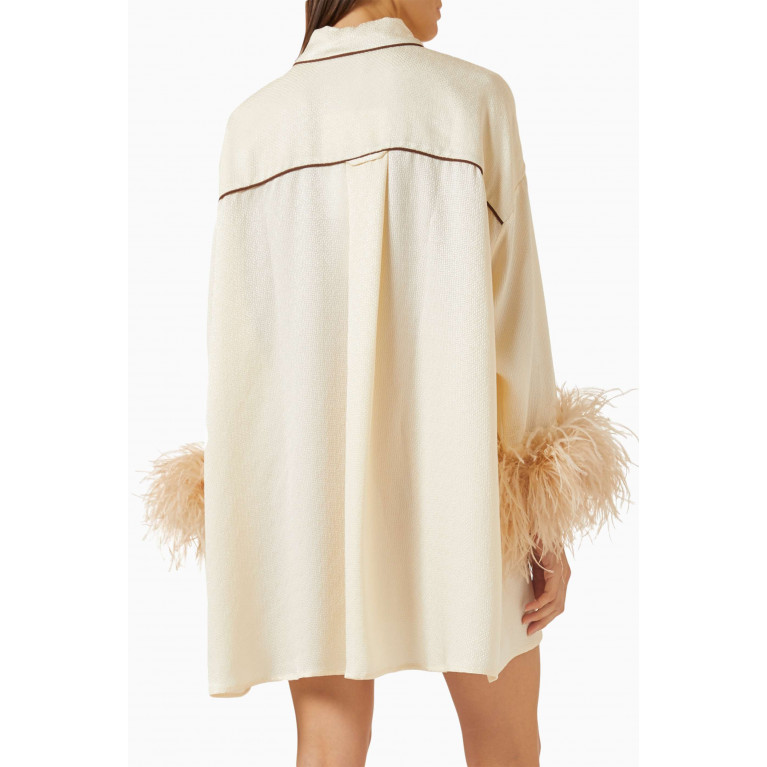 Sleeper - Detachable Feather Pastelle Oversized Shirt Dress