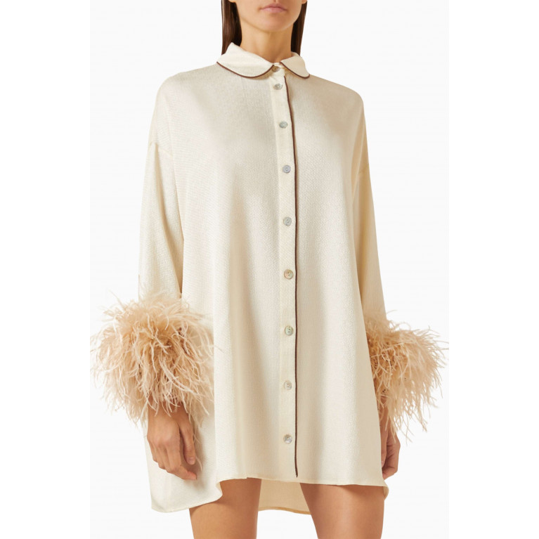 Sleeper - Detachable Feather Pastelle Oversized Shirt Dress