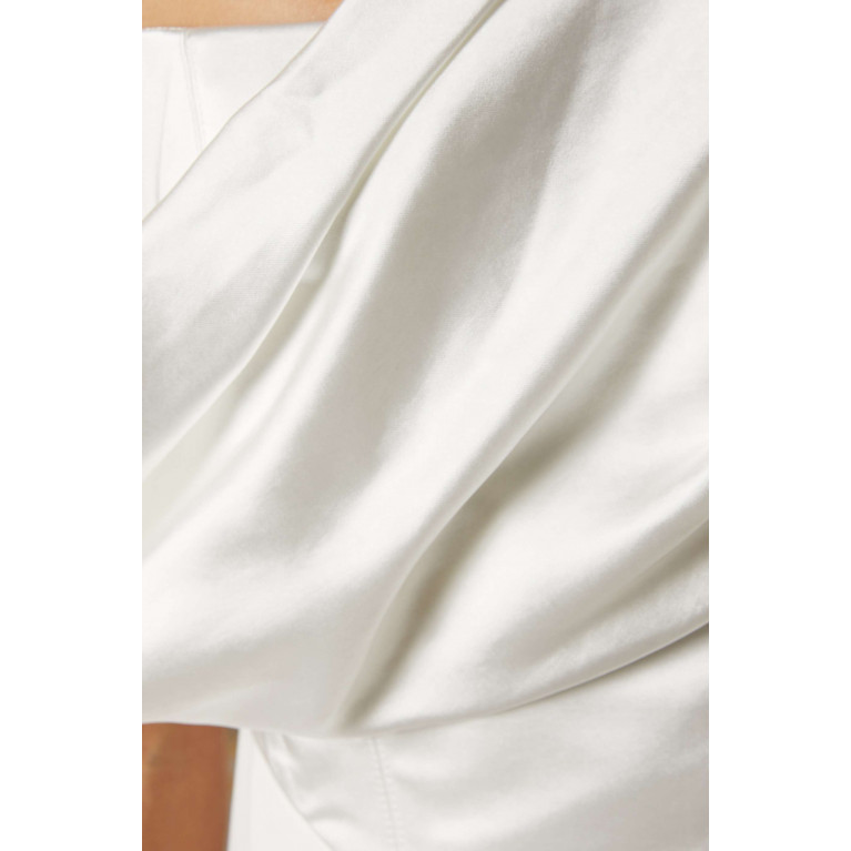 Solace London - Kara One-shoulder Maxi Dress in Satin & Crepe-knit