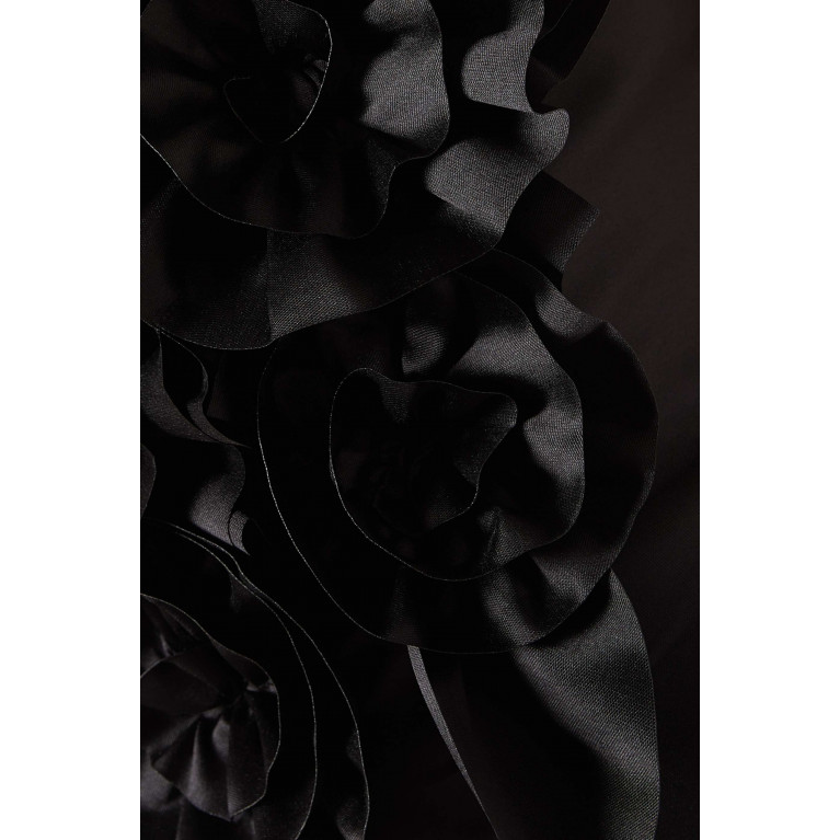 NASS - Floral Ruffle Dress in Mikado Black