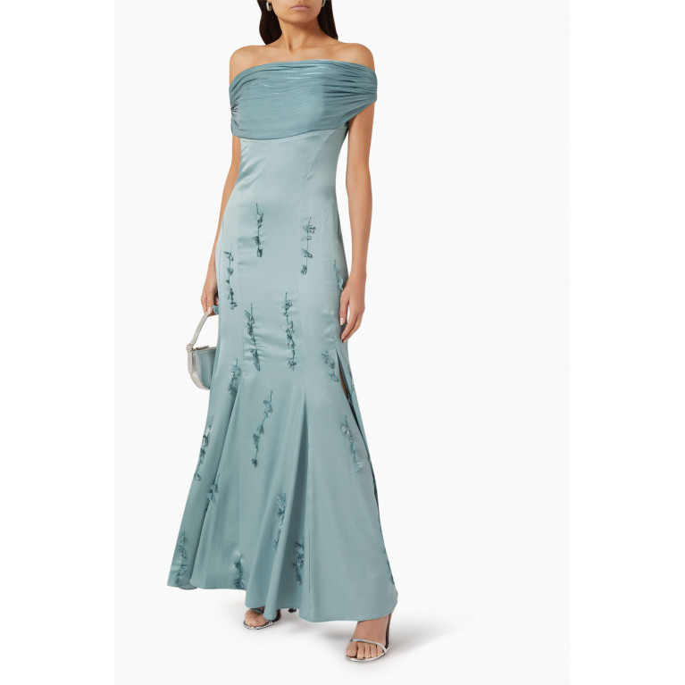 NASS - Bead-embellished Maxi Dress in Crepe Green
