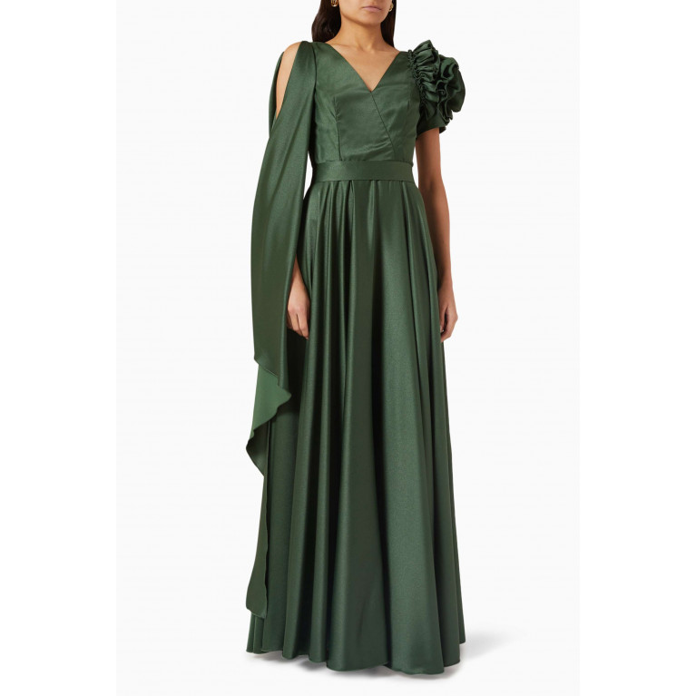 Amri - Ruffle Maxi Dress Green