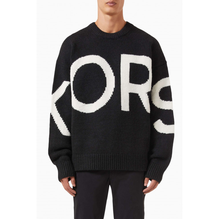 MICHAEL KORS - Intarsia Logo Sweater in Wool-blend Knit