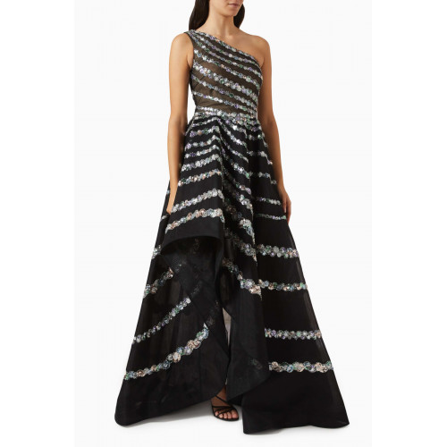 Saiid Kobeisy - Beaded One-shoulder Gown in Tulle