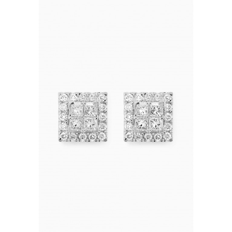 Damas - Illusion Square Diamond Earrings in 18kt White Gold