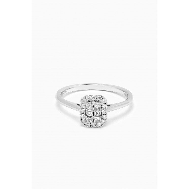 Damas - Illusion Emerald Diamond Ring in 18kt White Gold