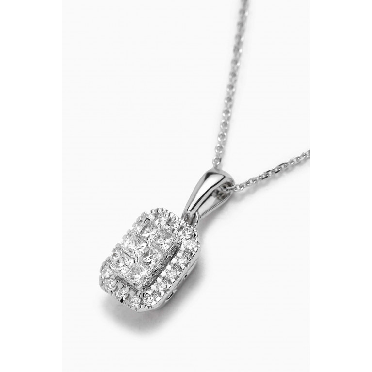 Damas - Illusion Emerald Diamond Pendant Necklace in 18kt White Gold