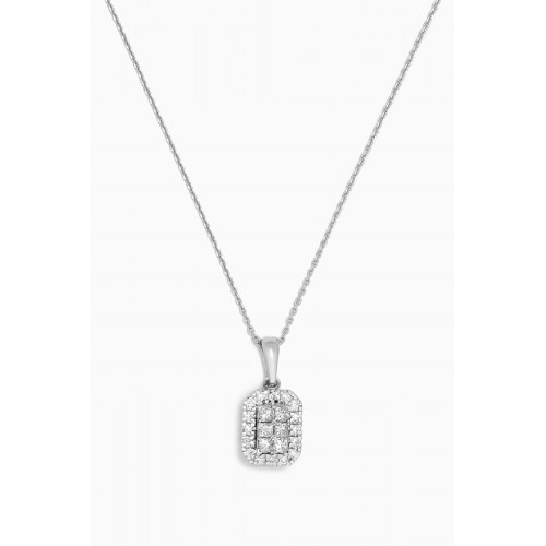 Damas - Illusion Emerald Diamond Pendant Necklace in 18kt White Gold