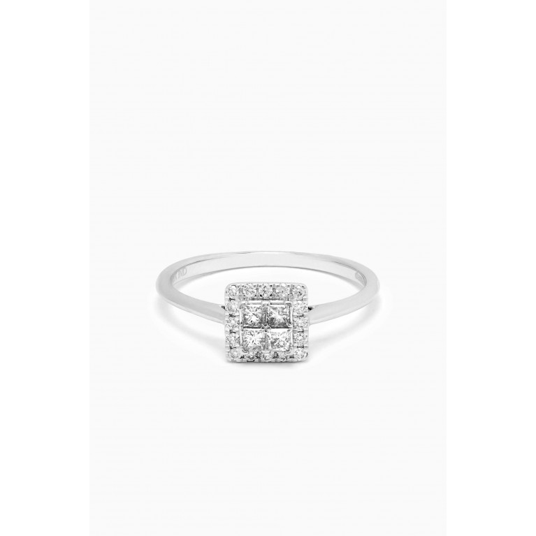 Damas - Illusion Square Diamond Ring in 18kt White Gold