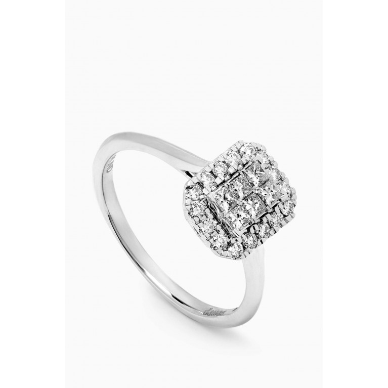 Damas - Illusion Emerald Diamond Ring in 18kt White Gold