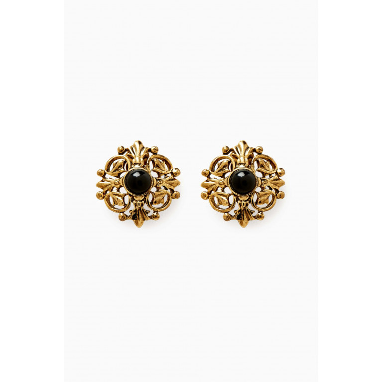 Susan Caplan - Rediscovered 1980s Victorian Revival Clip-on Stud Earrings