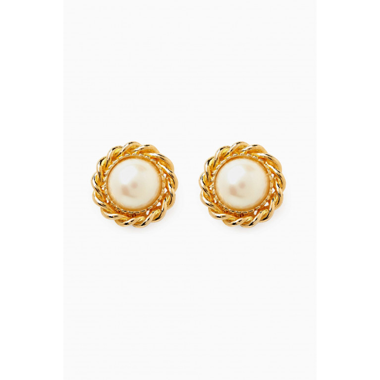 Susan Caplan - Rediscovered 1990s Vintage Faux Pearl Clip-on Earrings