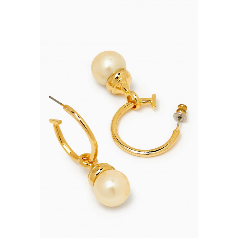 Susan Caplan - Rediscovered 1990s Vintage Faux Pearl Demi Hoop Earrings