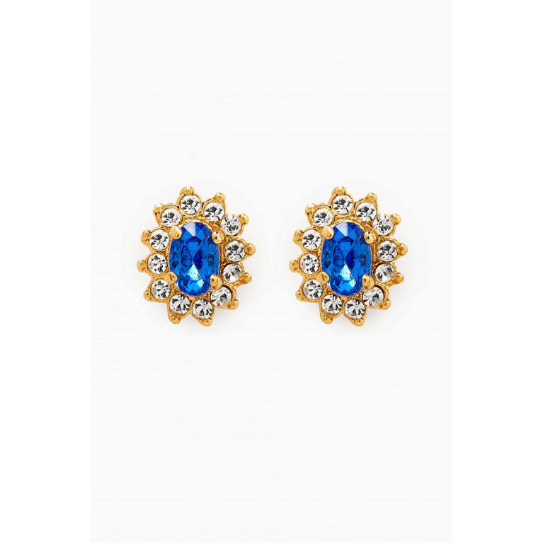 Susan Caplan - Rediscovered 1980s Vintage Faux Sapphire Earrings