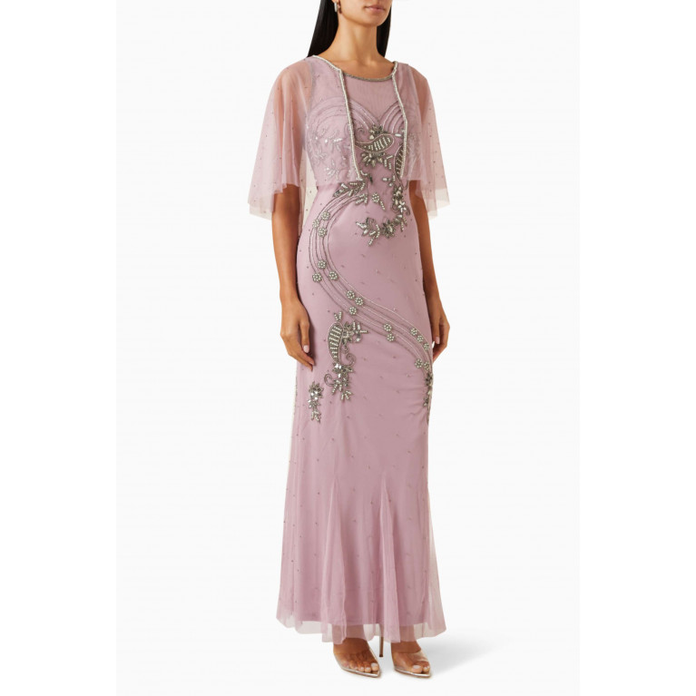 Frock&Frill - Embellished Cape-sleeve Dress