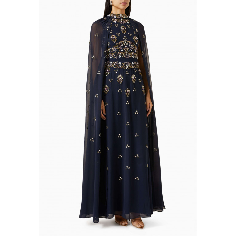 Frock&Frill - Embellished Cape-sleeve Maxi Dress