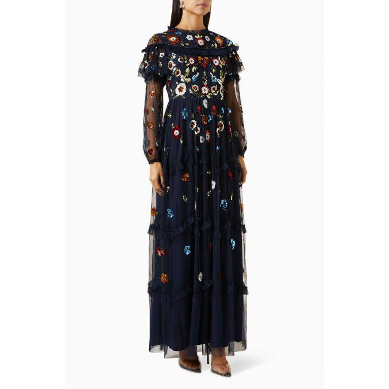 Frock&Frill - Sequin-embellished Ruffled Maxi Dress in Tulle