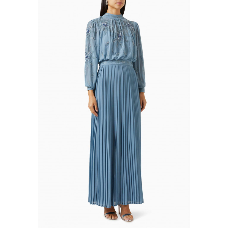 Frock&Frill - Embellished Pleated Maxi Dress