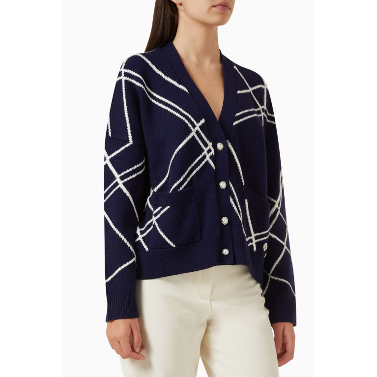Maje - Striped Embellished Cardigan in Wool-blend