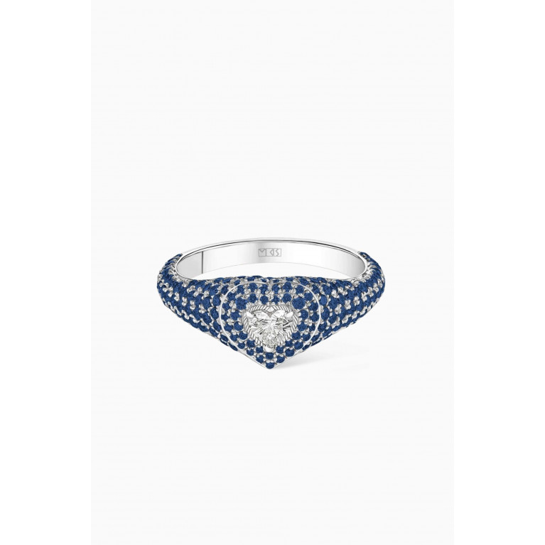 MKS Jewellery - Sapphire Diamond Pinky Ring in 18kt Gold Blue