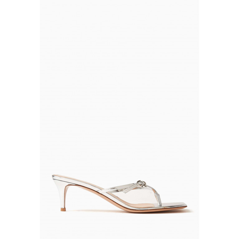 Gianvito Rossi - Slim Buckle Thong 55 Mules in Metallic Leather
