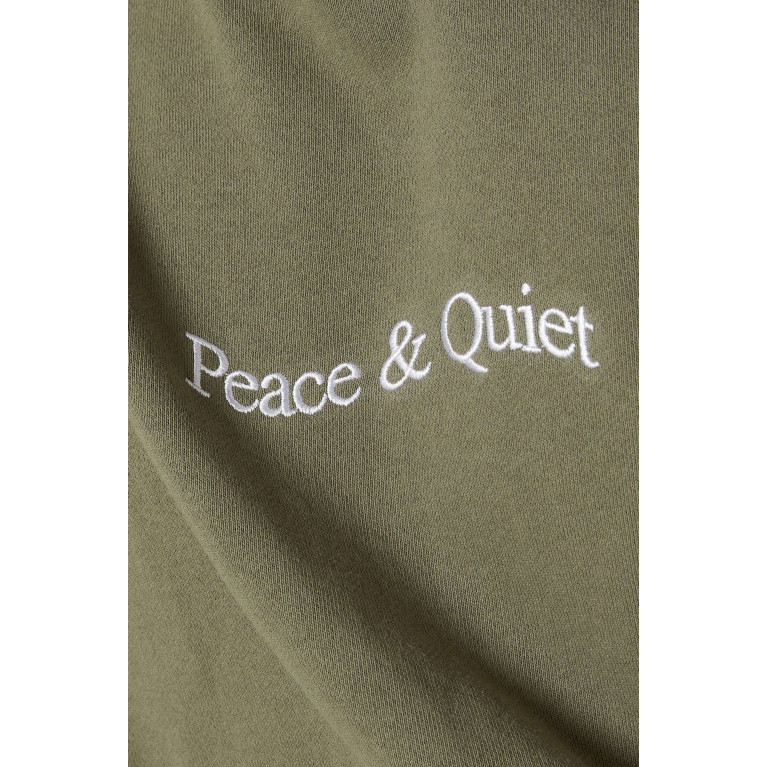 Museum of Peace & Quiet - Wordmark Hoodie in Cotton Loopback Green