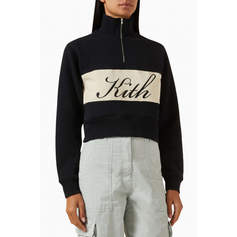 Kith - Hunter II Kith Script Quarter Zip Sweatshirt in Cotton-fleece Black