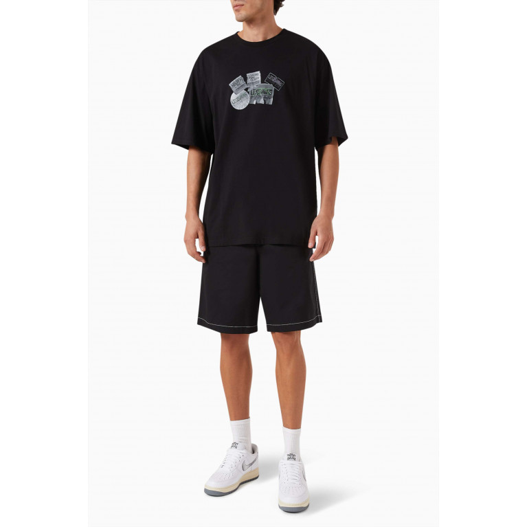Les Benjamins - Oversized Graphic-print T-shirt in Cotton-jersey Black