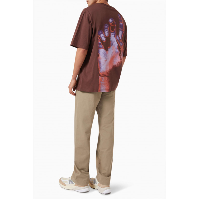 Les Benjamins - Oversized Graphic-print T-shirt in Cotton-jersey Brown