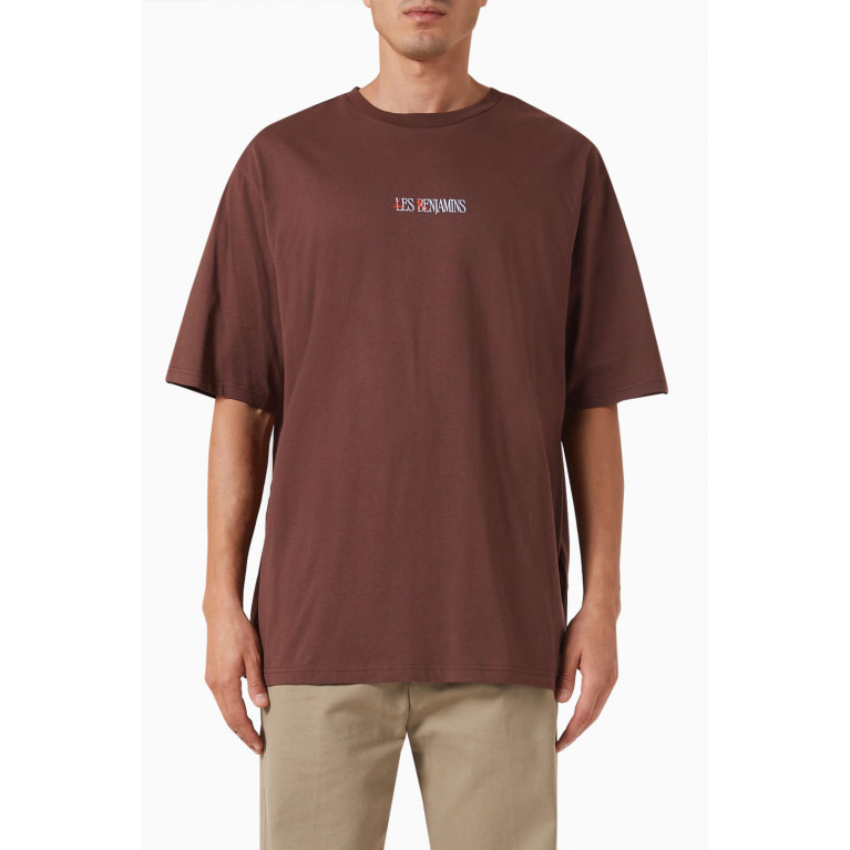 Les Benjamins - Oversized Graphic-print T-shirt in Cotton-jersey Brown