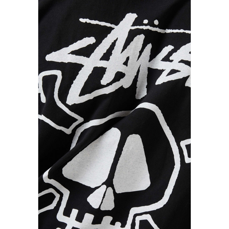 Stussy - Skull & Bones Logo T-shirt in Cotton Black
