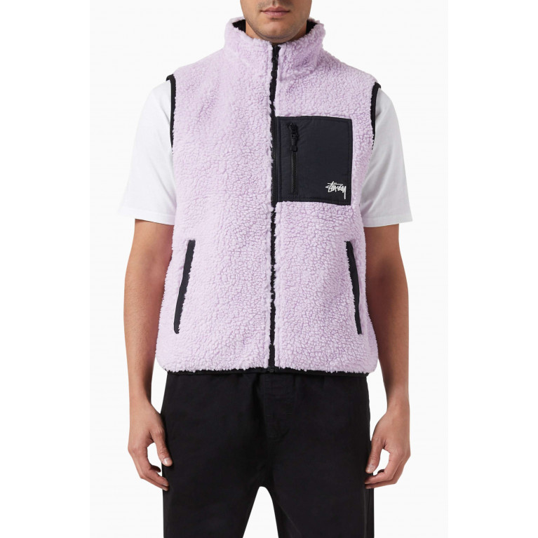 Stussy - Reversible Vest in Sherpa Fleece & Nylon Purple
