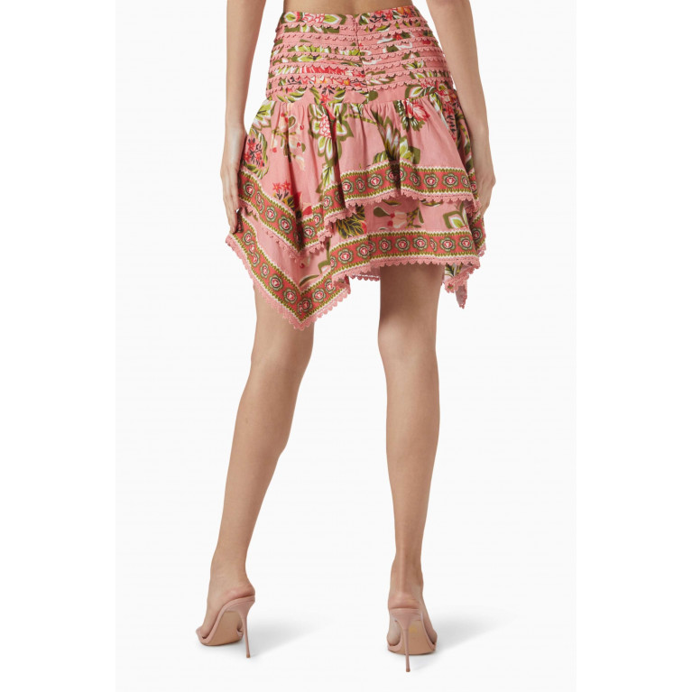 Farm Rio - Aura Floral-print Mini Skirt in Cotton