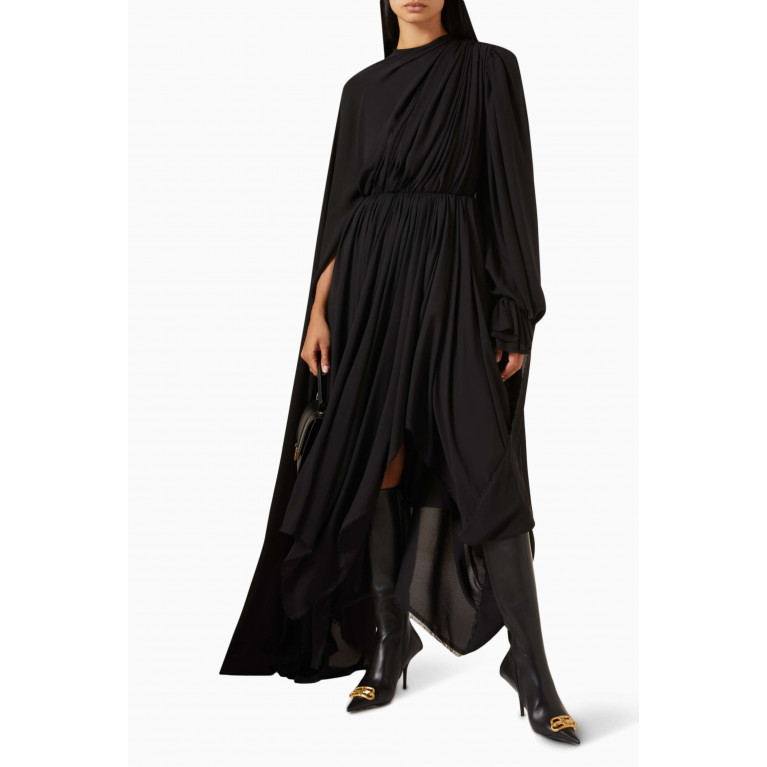 Balenciaga - All in Draped Midi Dress in Technical Crepe